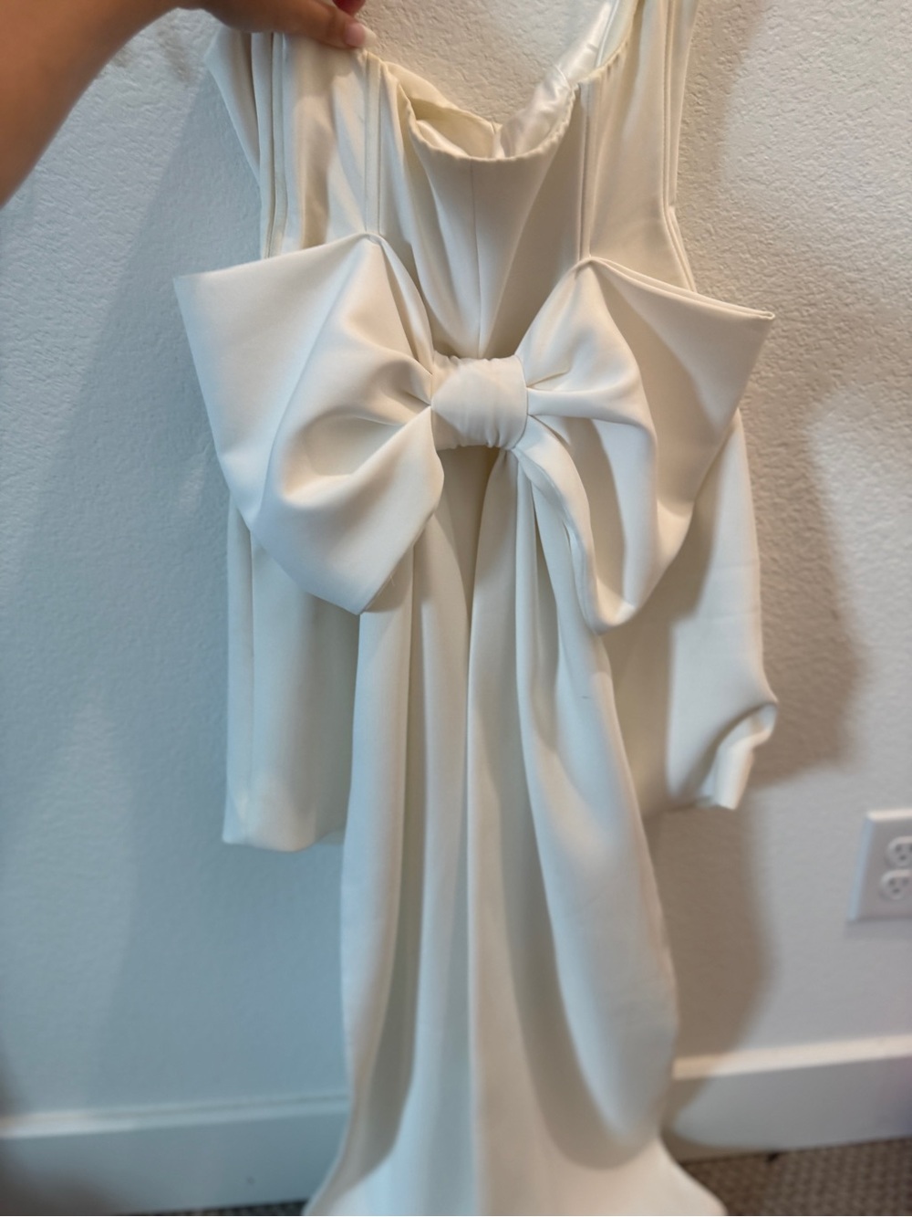Meshki Cream Backless Dress with Statement Bow